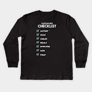 Guitar Rig Checklist Dark Theme Kids Long Sleeve T-Shirt